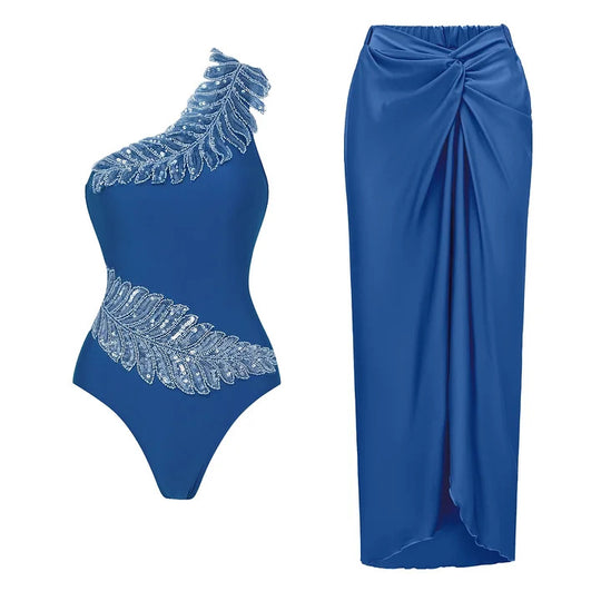 Damen Einseitiger Design Badeanzug mit luxuriösen Pailletten-Akzenten R&B