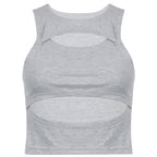 Damen sportliches Crop-Top mit Cut-Out-Design und atmungsaktivem Stoff R&B