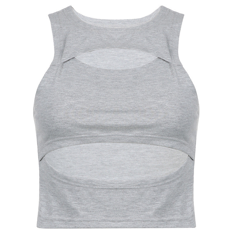 Damen sportliches Crop-Top mit Cut-Out-Design und atmungsaktivem Stoff R&B
