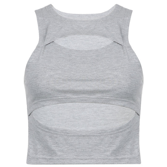 Damen sportliches Crop-Top mit Cut-Out-Design und atmungsaktivem Stoff R&B