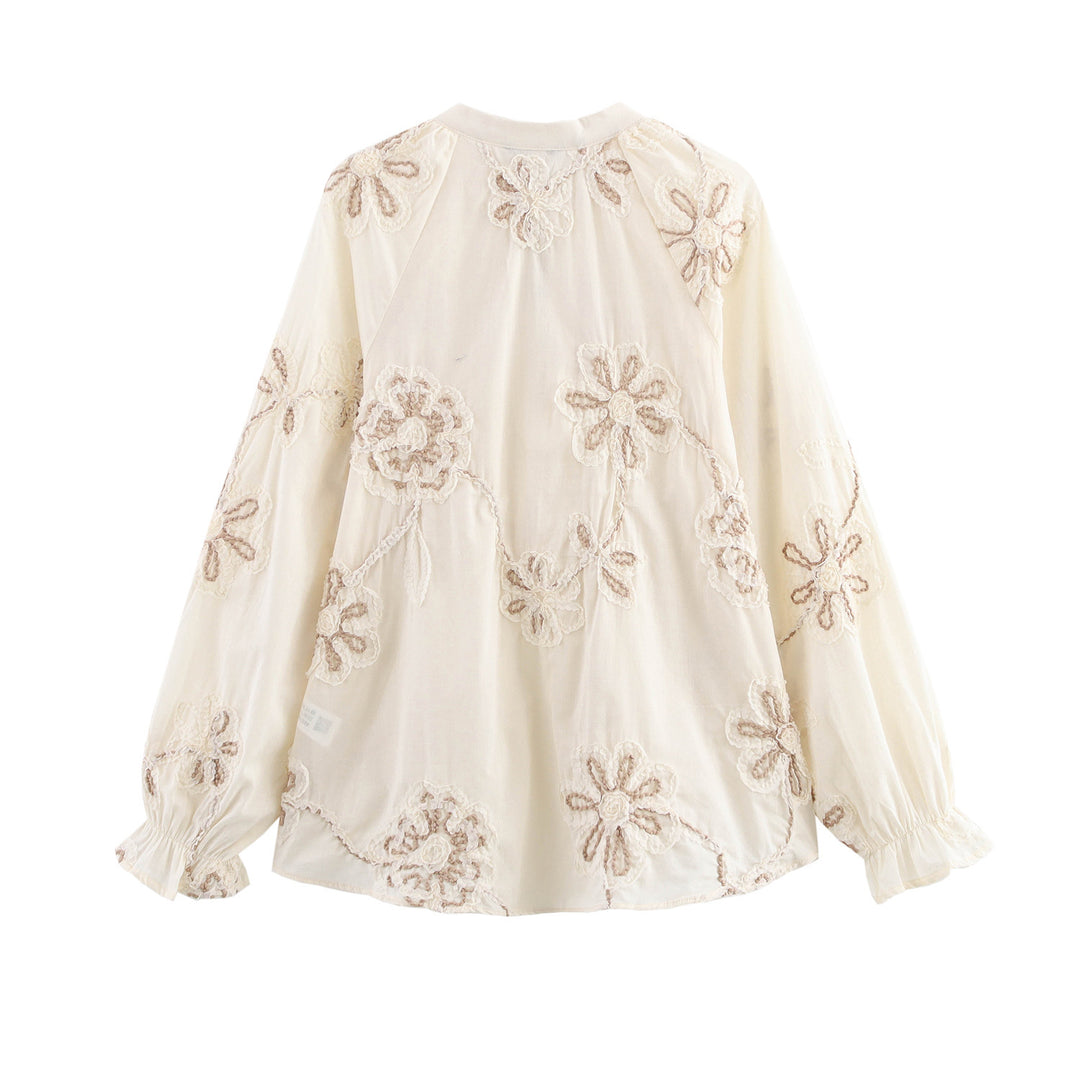 Damen Bluse mit floralem Stickmuster und eleganten Quasten R&B