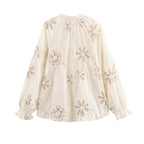 Damen Bluse mit floralem Stickmuster und eleganten Quasten R&B