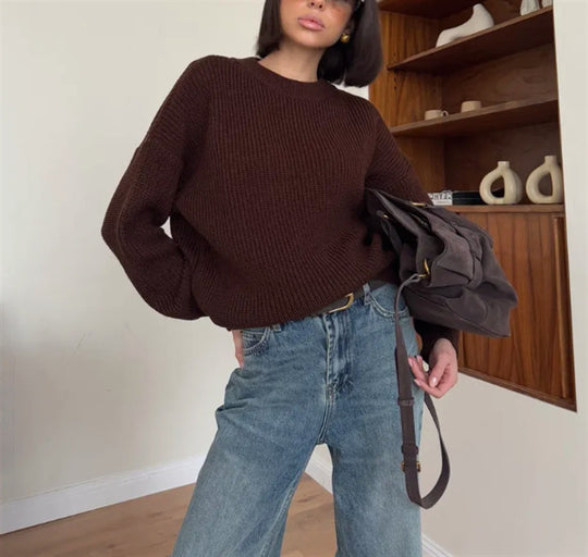 Damen lässiger Strickpullover R&B