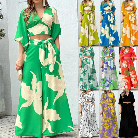 Damen luftiges Zweiteiler-Set mit weitgeschnittenem Oberteil und schwingender Hose R&B