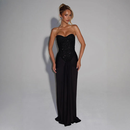 Damen Strapless Glamour- Abendkleid mit drapierter Taille R&B