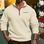Herren nan hochwertiger Sweatpullover mit Metall-Halbzip, verstärktem Stehkragen und dezenter Brustpaspel R&B