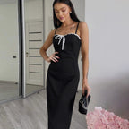 Damen Schickes Casual-Midikleid mit verstellbaren Spaghetti-Trägern R&B