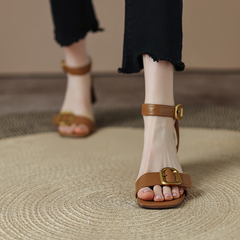 Damen elegante Riemensandalen mit modischem Schnallen-Detail