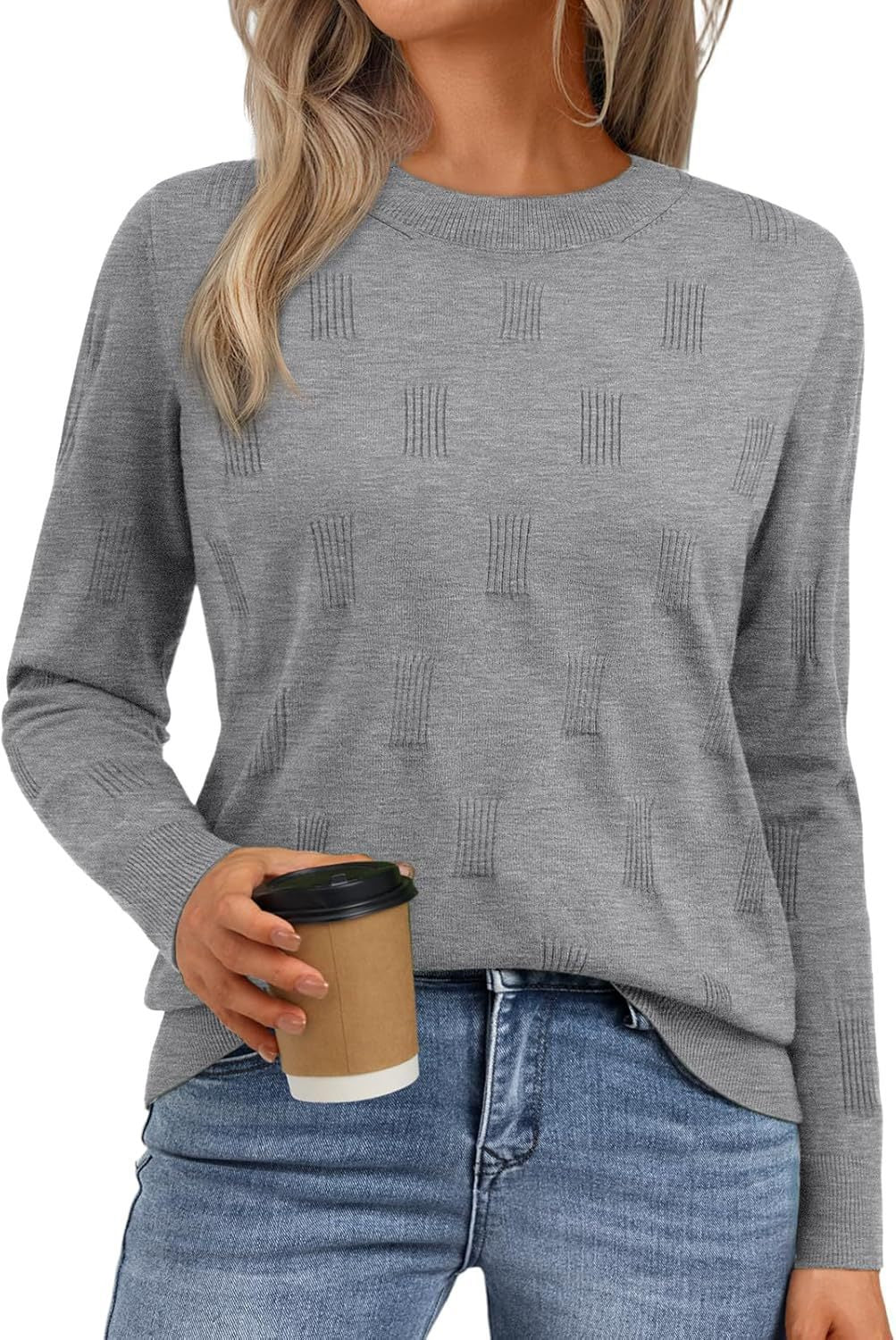 Damen gesteppter Strickpullover mit modischem Schnitt R&B