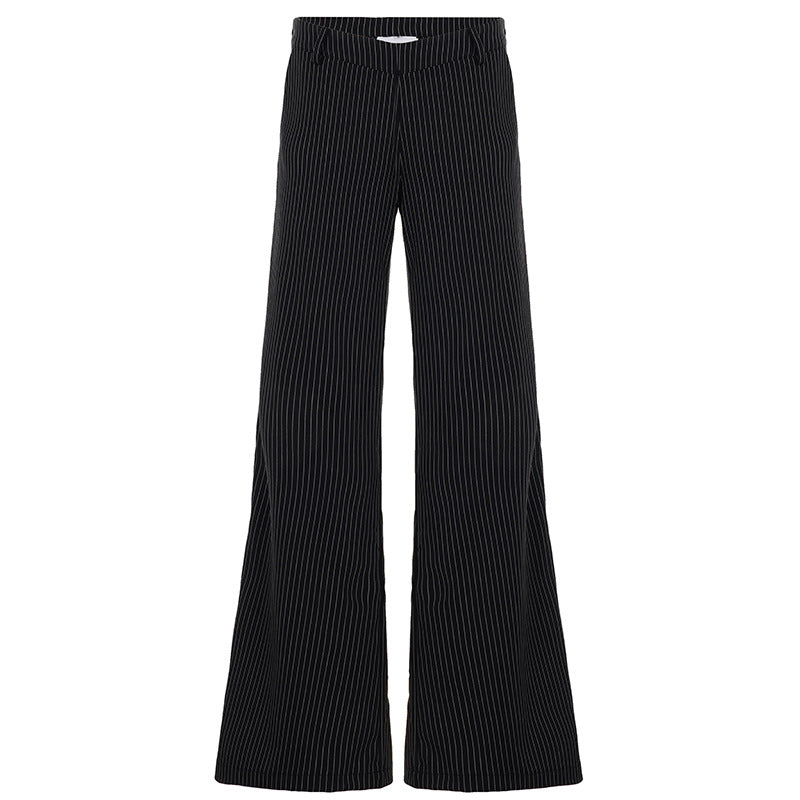 Damen weite Palazzo-Hose mit eleganten Streifen und hohem Bund R&B