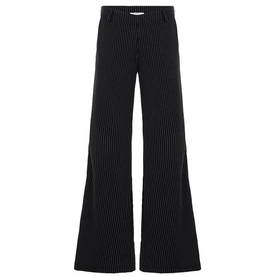 Damen weite Hochtaillierte Stoffhose mit Streifenmuster R&B