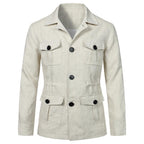 Herren nan Utility-Jacke aus Leinen mit vier aufgesetzten Taschen und taillierter Silhouette R&B