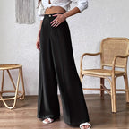 Damen Weit geschnittene Hose mit elegantem Hochbund und dekorativem Knopf R&B