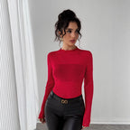 Damen Eleganter Bodysuit mit funkelnden Details und Rüschenkragen R&B
