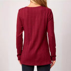Damen asymmetrisches Langarmshirt mit Knopfdetails und strukturiertem Design R&B