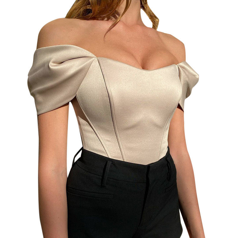 Damen elegantes Satin-Bustier mit Schulterdetails R&B