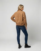 Damen Jacke Vintage Wildleder-Optik Braun Locker Herbst