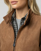 Damen Jacke Vintage Wildleder-Optik Braun Locker Herbst