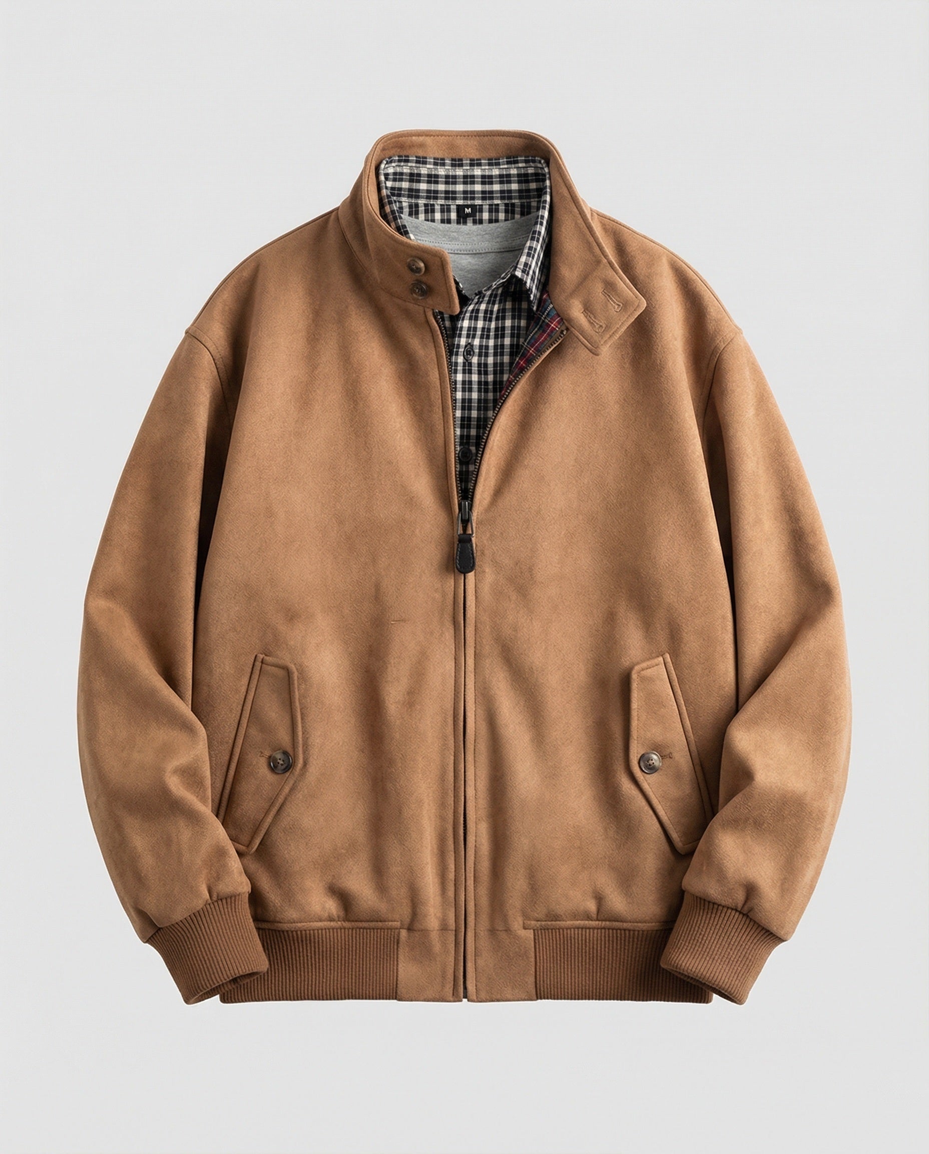 Damen Jacke Vintage Wildleder-Optik Braun Locker Herbst