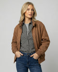 Damen Jacke Vintage Wildleder-Optik Braun Locker Herbst
