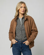 Damen Jacke Vintage Wildleder-Optik Braun Locker Herbst