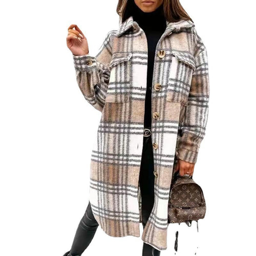 Damen Karierter Oversized-Hemd-Mantel mit praktischen Taschen R&B