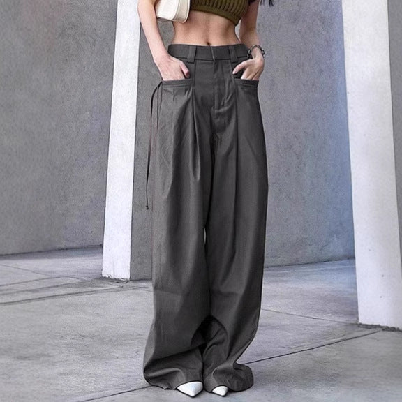 Damen Weite Plissee-Hose mit seitlichen Taschen und eleganter Bundführung R&B