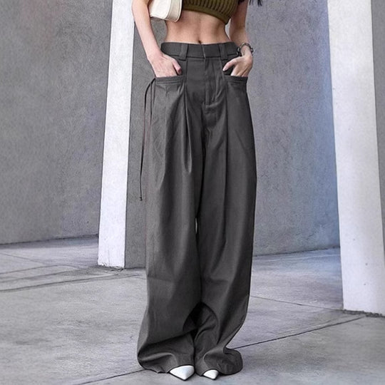 Damen Weite Plissee-Hose mit seitlichen Taschen und eleganter Bundführung R&B