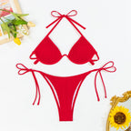 Damen Triangel-Bikini mit Rippstruktur und verstellbaren BindR&Bändern R&B