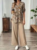 Damen Bluse mit floralem Design und lässiger Passform R&B