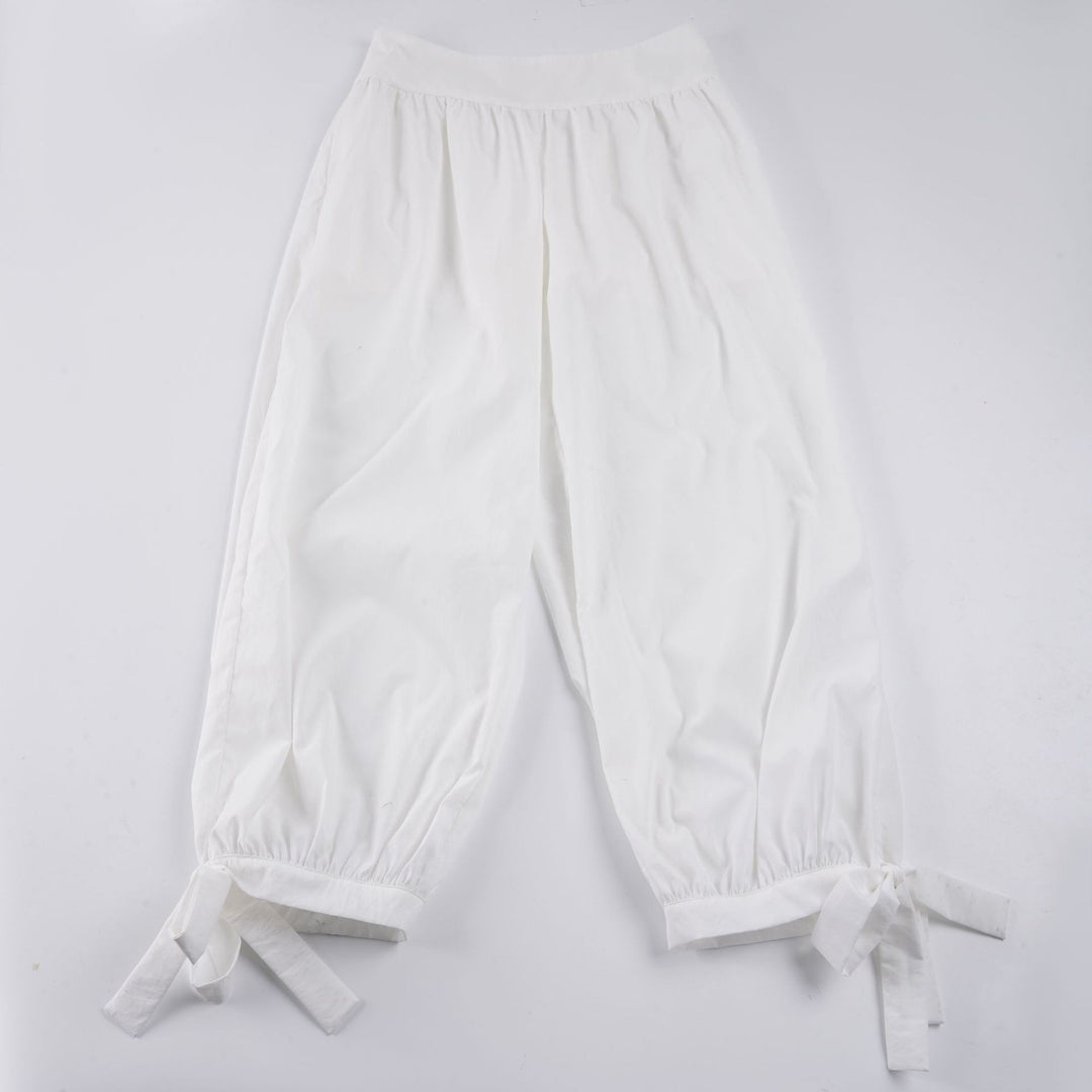 Damen weite Baumwollhose mit elastischem Bund und verstellbaren Bindebändern R&B