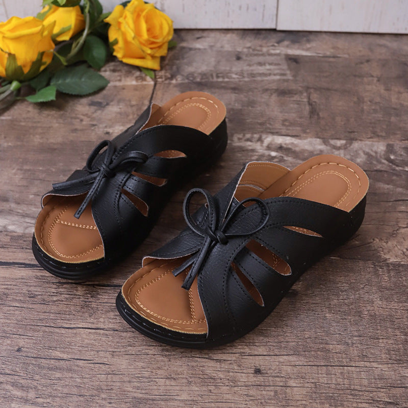 Damen Komfortable und modische Zehentrenner-Sandalen mit Schleifen-Design R&B