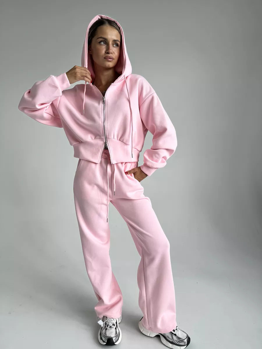 Damen Cropped Hoodie mit Reißverschluss R&B