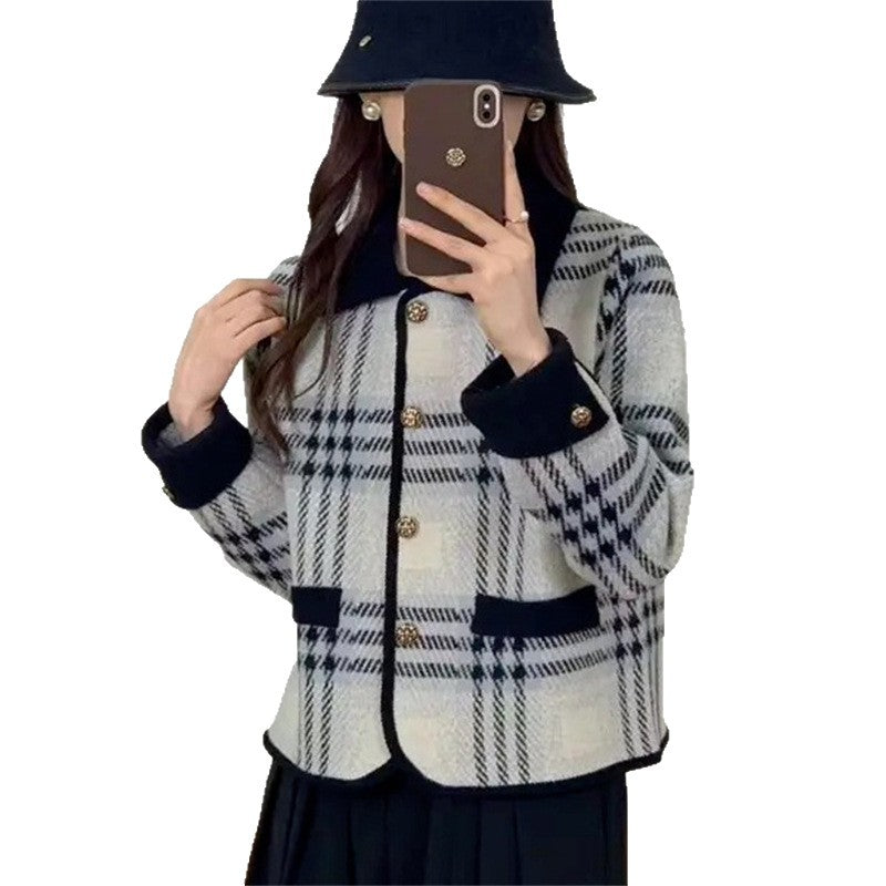 Damen Karierte Blazerjacke mit herausnehmbaren Taschen und Knopfdetails R&B