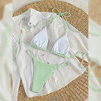 Damen Triangel-Bikini mit verstellbaren Bändern und rippierter Textur R&B