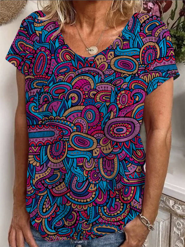Damen Lockere Bluse mit buntem Paisleymuster R&B