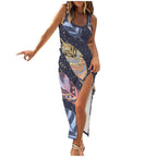 Damen Maxikleid mit floralem Design und seitlichem Schlitz R&B