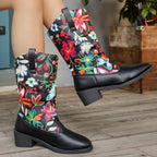 Damen Cowboy-Stiefel mit floralem Stickmotiv und komfortablem Blockabsatz R&B