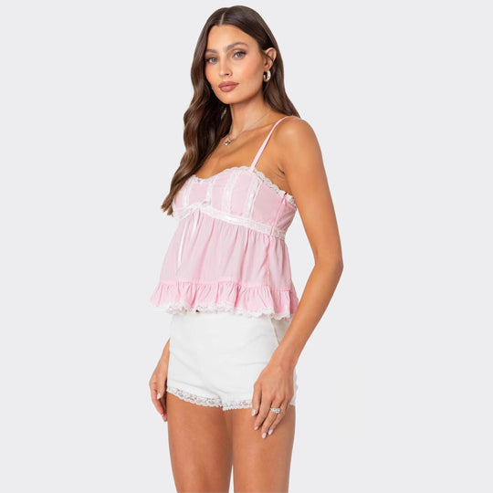 Damen Raffiniertes Sommeroberteil mit Spitzenakzenten und luftiger Silhouette R&B