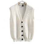 Damen ärmellose Strickjacke mit strukturiertem Zopfmuster R&B
