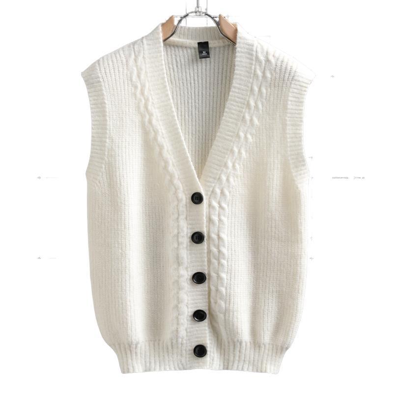 Damen ärmellose Strickjacke mit strukturiertem Zopfmuster R&B