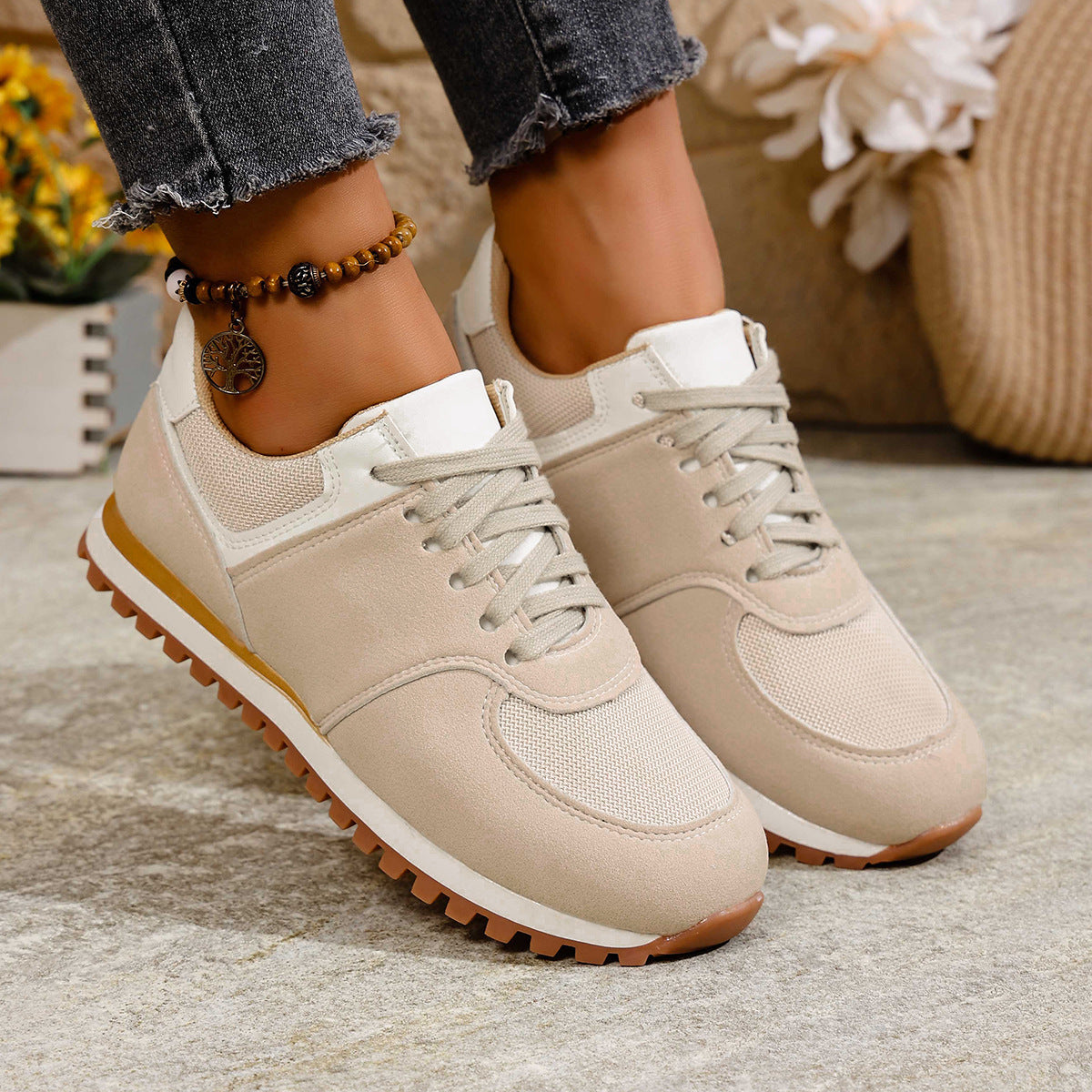 Damen Sportliche Freizeitsneaker mit atmungsaktivem Obermaterial und rutschfester Sohle R&B