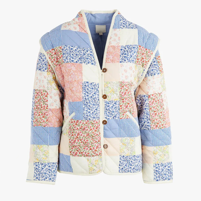 Damen Patchwork-Quilted Jacke R&B