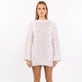 Damen Grobstrickpullover mit modischem Zopfmuster und lässigem Schnitt R&B
