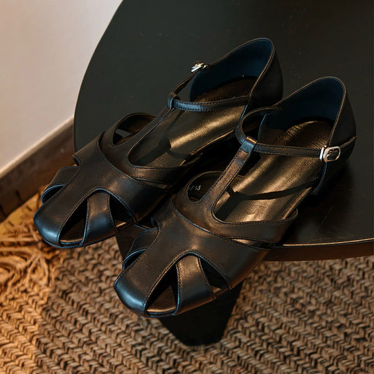 Damen Elegante Sandalen mit geschwungenem Riemchen und funkelndem Metallic-Finish R&B
