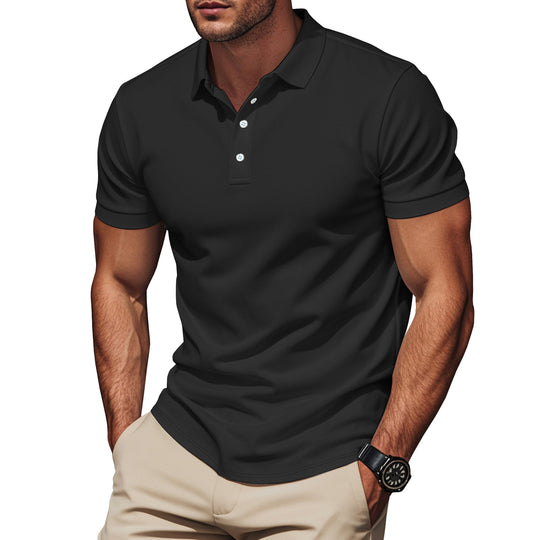 Herren nan Pima-Baumwoll-Polo mit Kentkragen, schmaler Silhouette und verstärkter Knopfleiste R&B