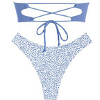 Damen Bandeau Bikini mit Rüschendetails und hohem Beinausschnitt R&B