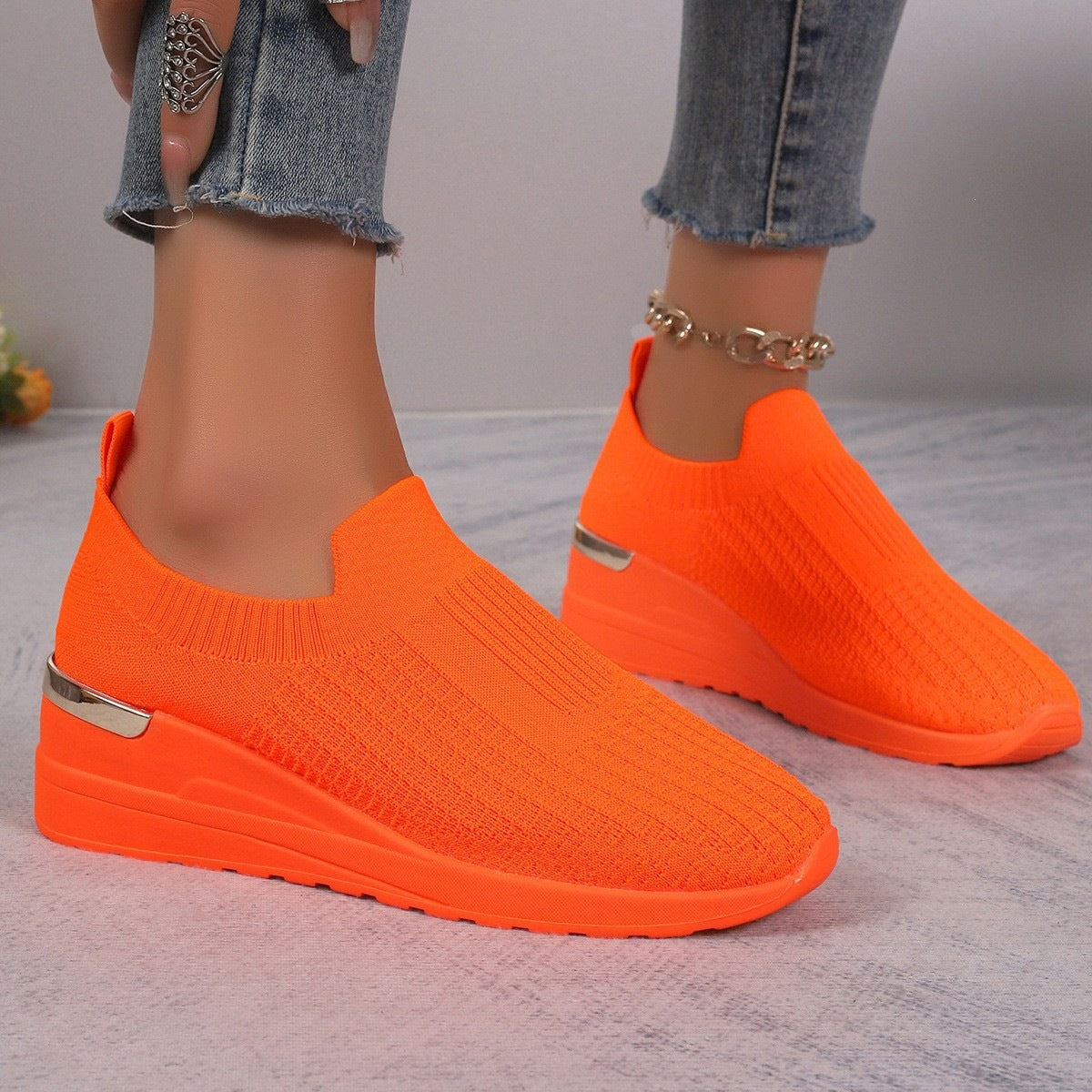 Damen atmungsaktive Slip-On Sneakers mit komfortabler Dämpfung R&B