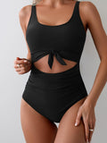 Damen Einteiliger Badeanzug mit trendigem Cut-Out-Design und verstellbarem Knoten R&B
