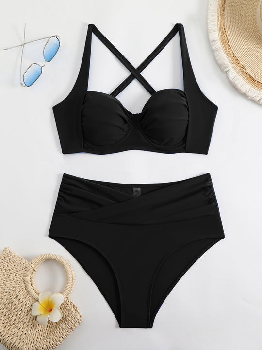 Damen Hochwertiger Bikini mit gerafftem Oberteil R&B